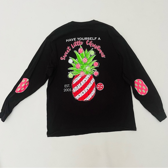 Womens SIMPLY SOUTHERN long sleeve Christmas tee Black XL pineapples - Picture 1 of 7